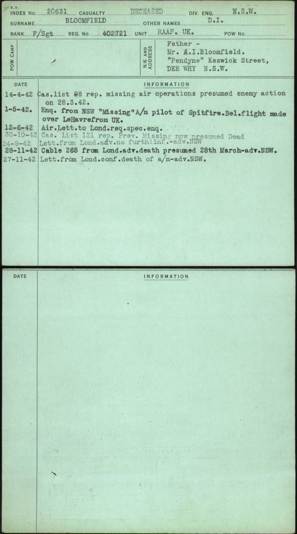 Bloomfield, D I, 402721