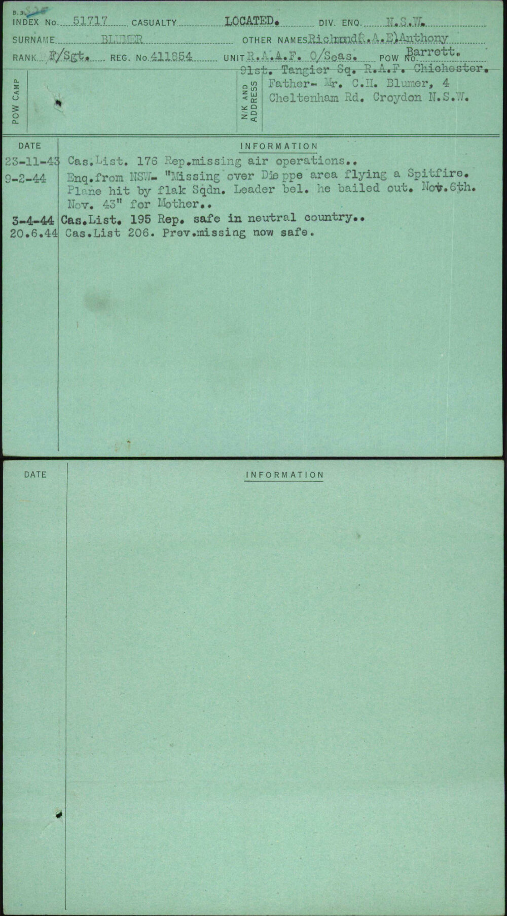 Blumer, Richmond (R A E) Anthony Barrett, 411854