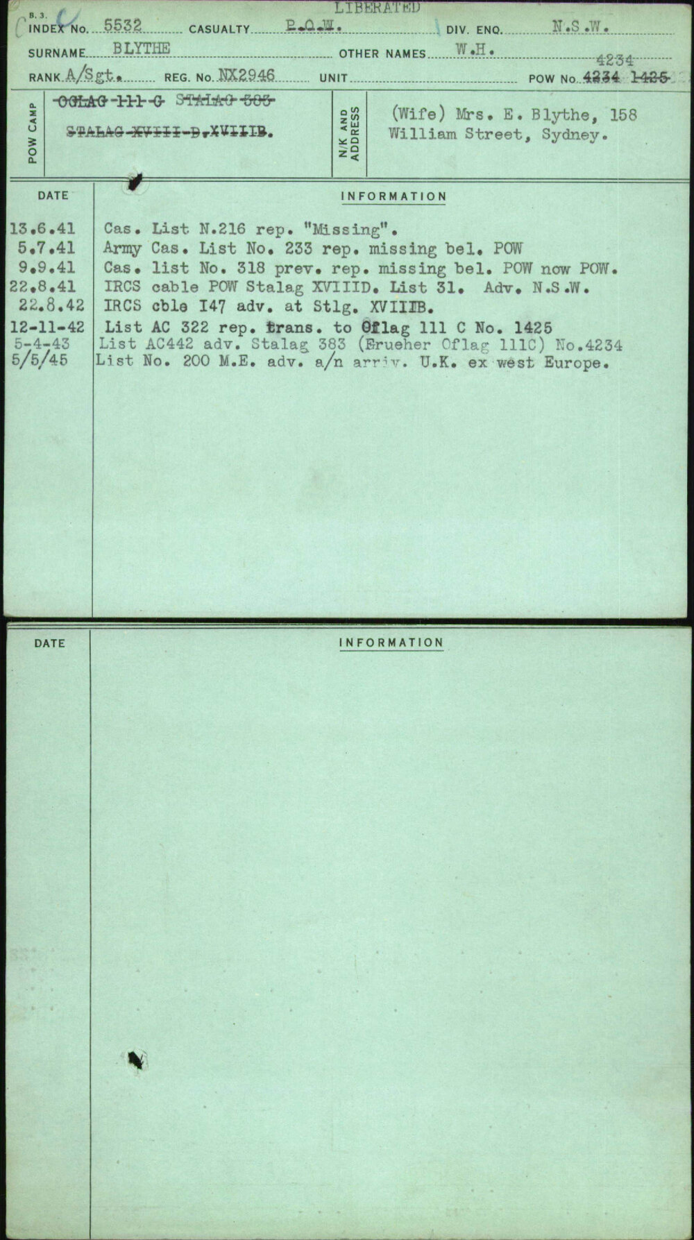 Blythe, W H, NX2946