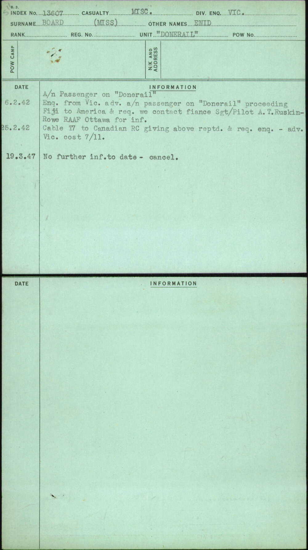 Board (Miss), Enid, [No Service Number]