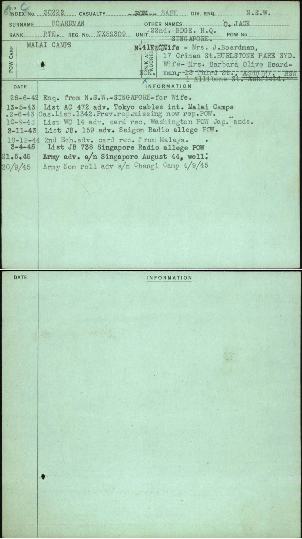 Boardman, O Jack, NX59309