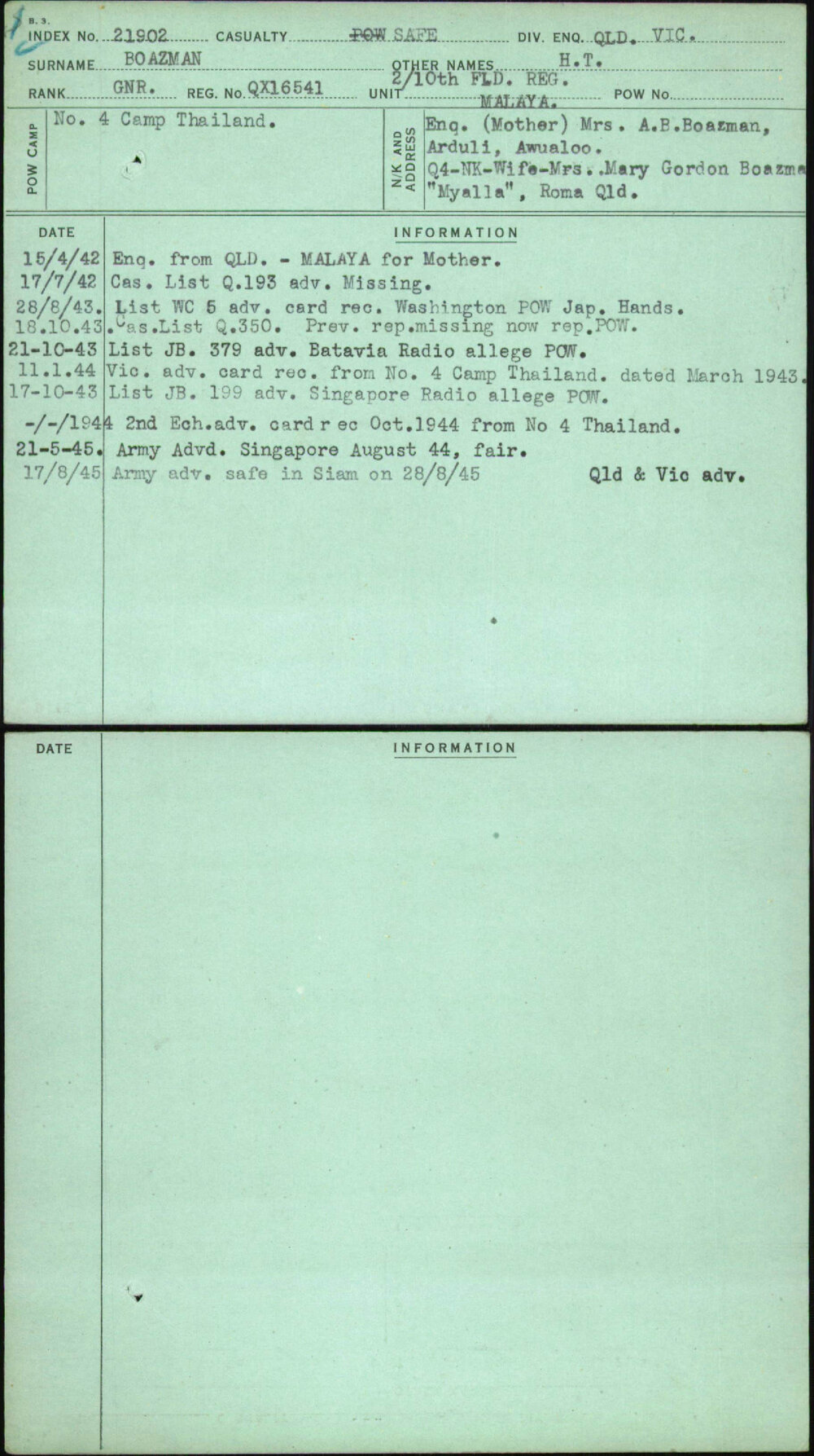 Boazman, H T, QX16541