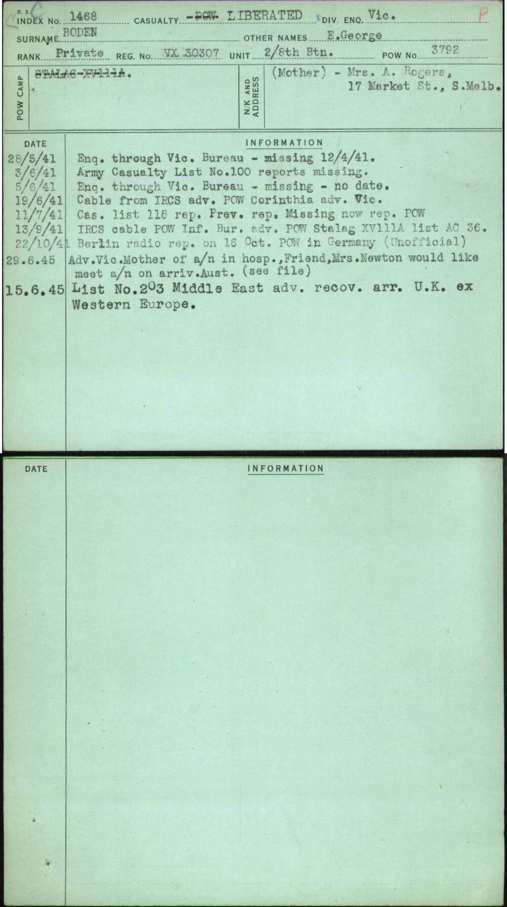 Boden, E George, VX30307