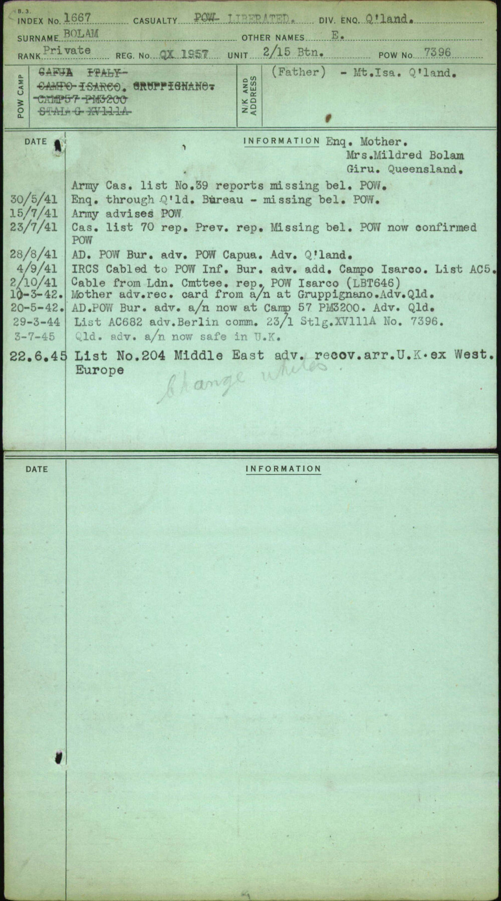 Bolam, E, QX1957