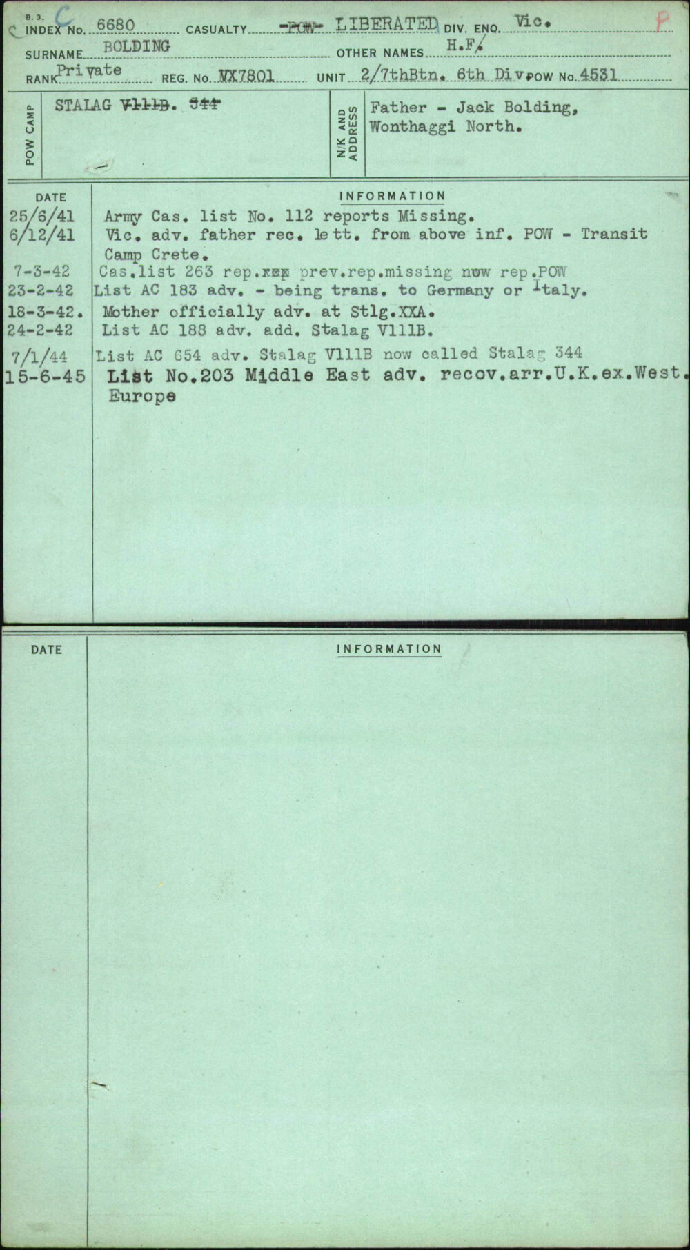 Bolding, H F, VX7801