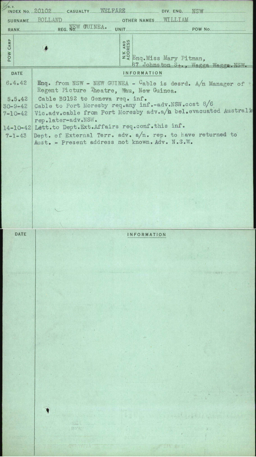 Bolland, William, New Guinea
