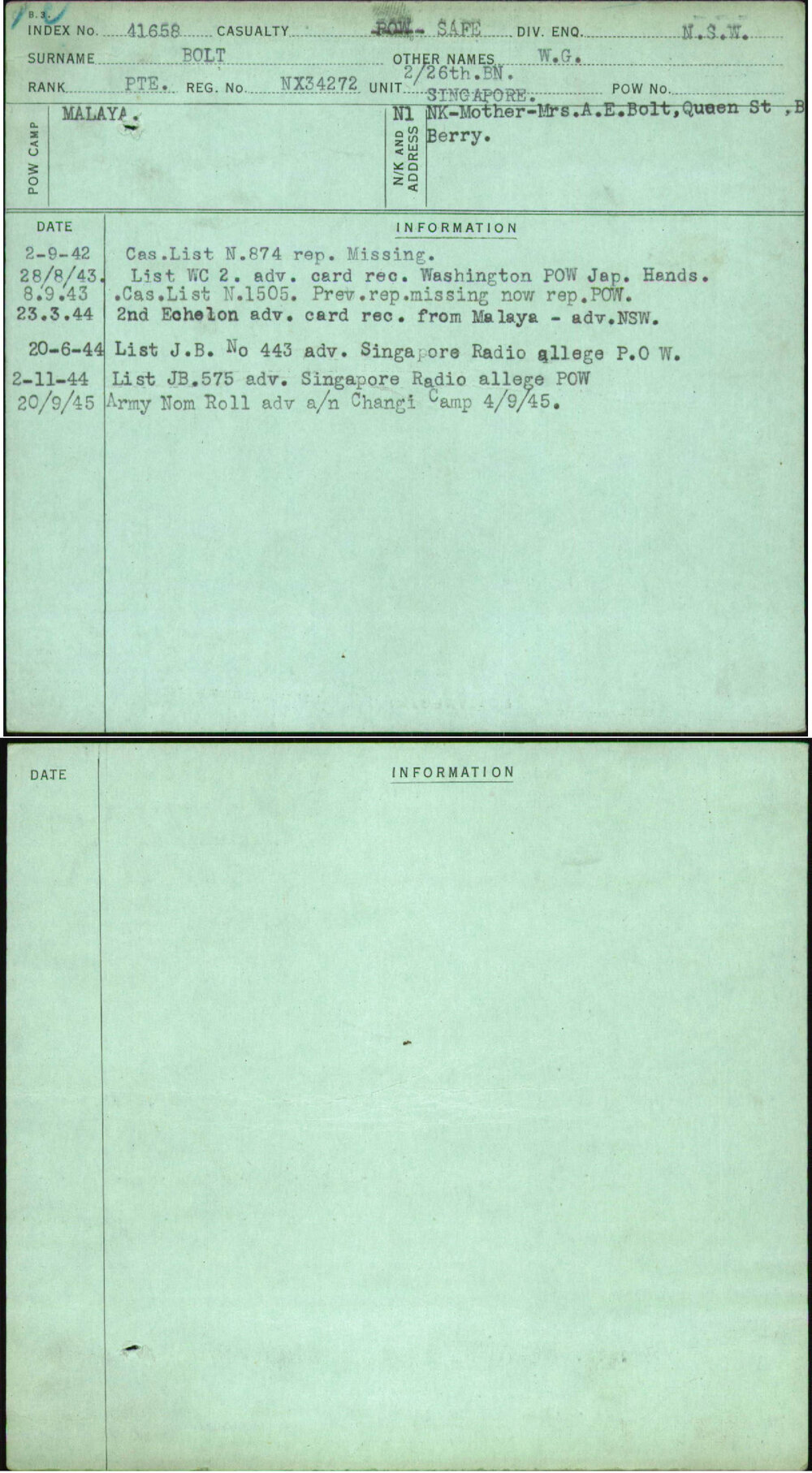 Bolt, W G, NX34272