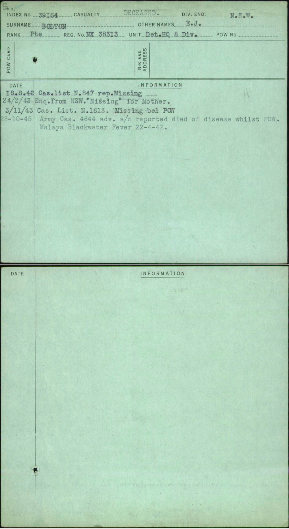 Bolton, E J, NX38313