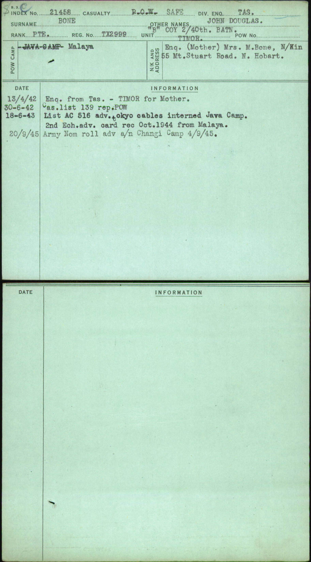 Bone, John Douglas, TX2999