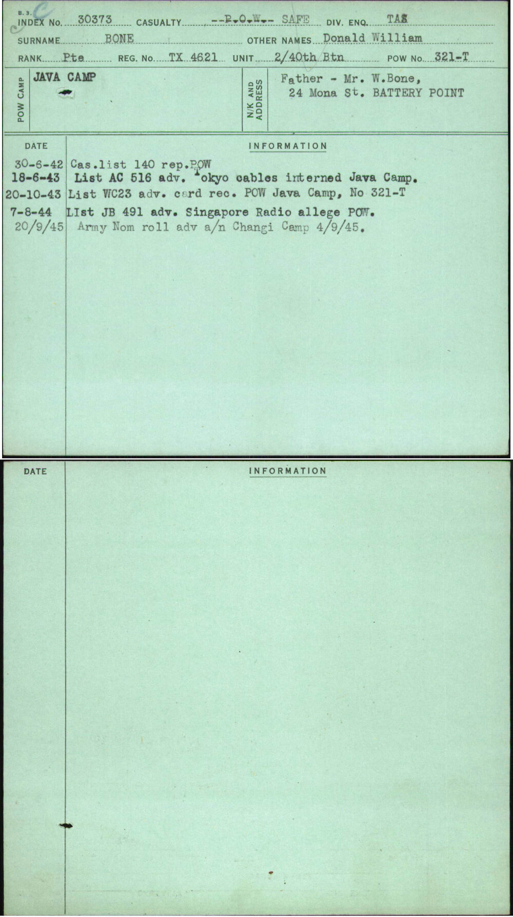 Bone, Donald William, TX4621