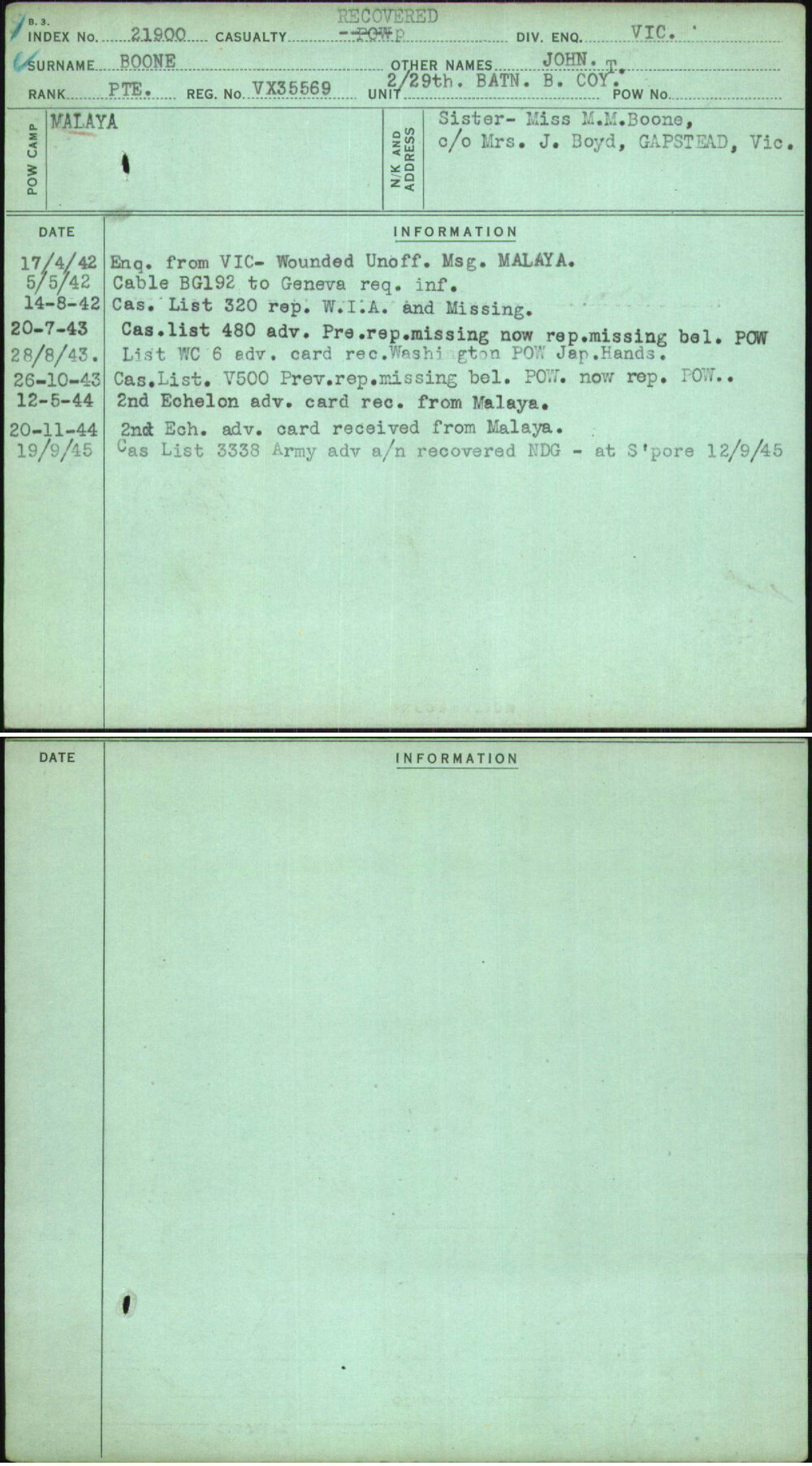 Boone, John T, VX35569