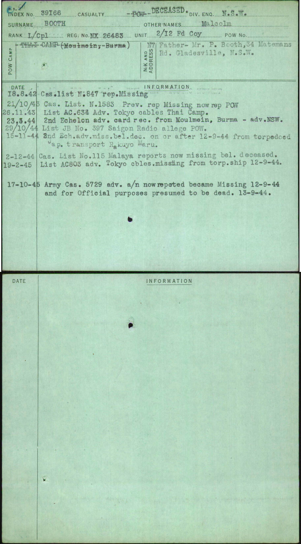 Booth, Malcolm, NX26483