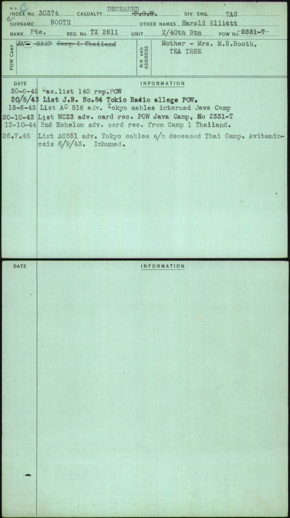 Booth, Harold Elliott, TX2811