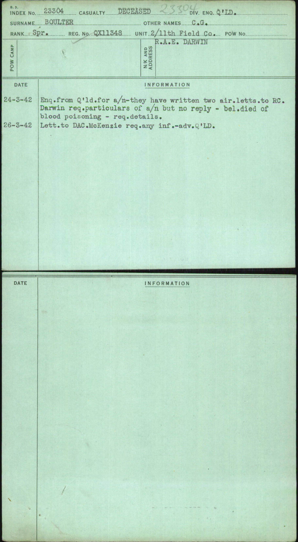 Boulter, C G, QX11348