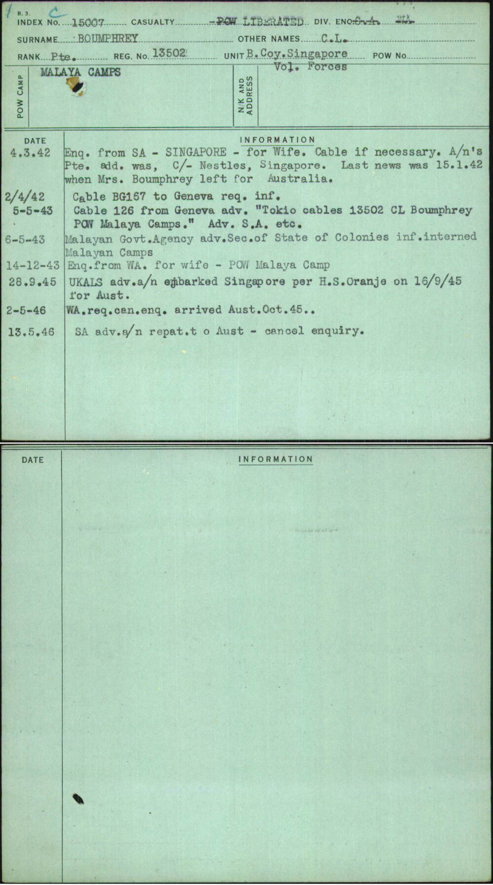 Boumphrey, C L, 13502