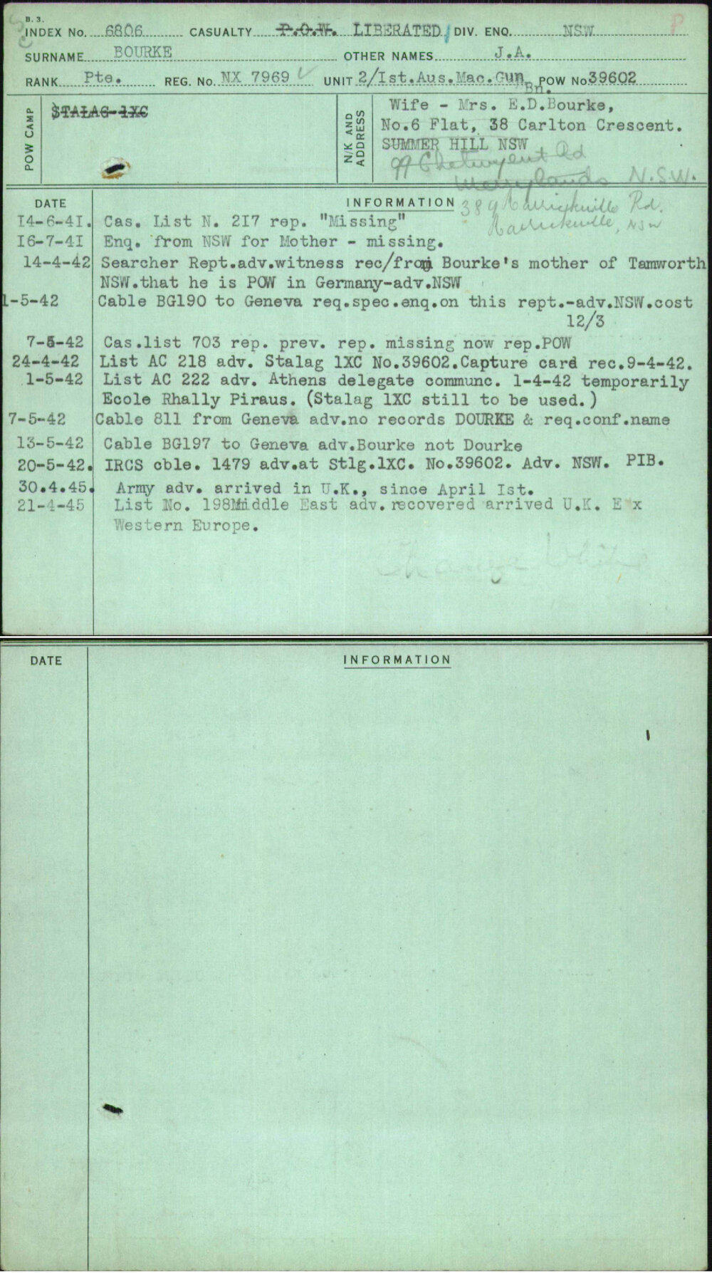 Bourke, J A, NX7969