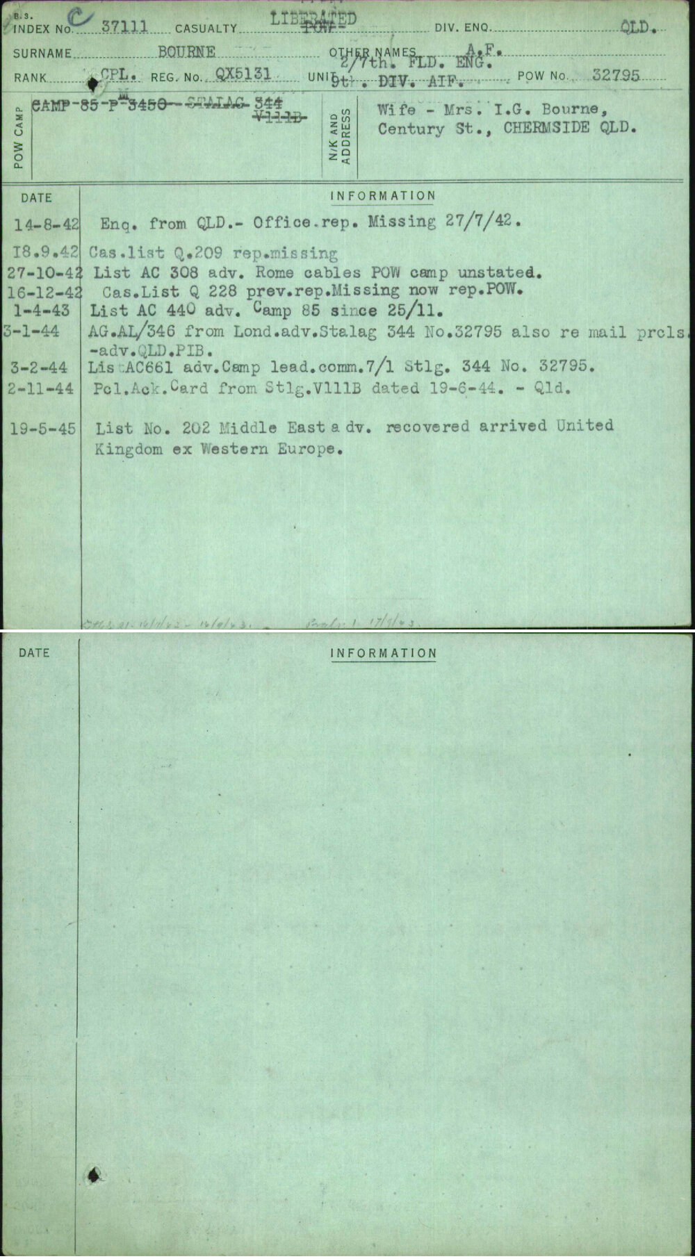 Bourne, A F, QX5131