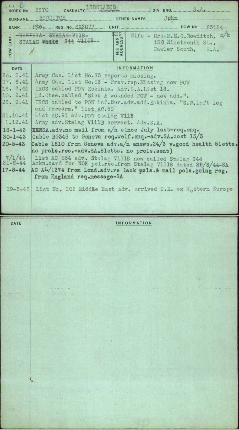 Bowditch, John, SX2077