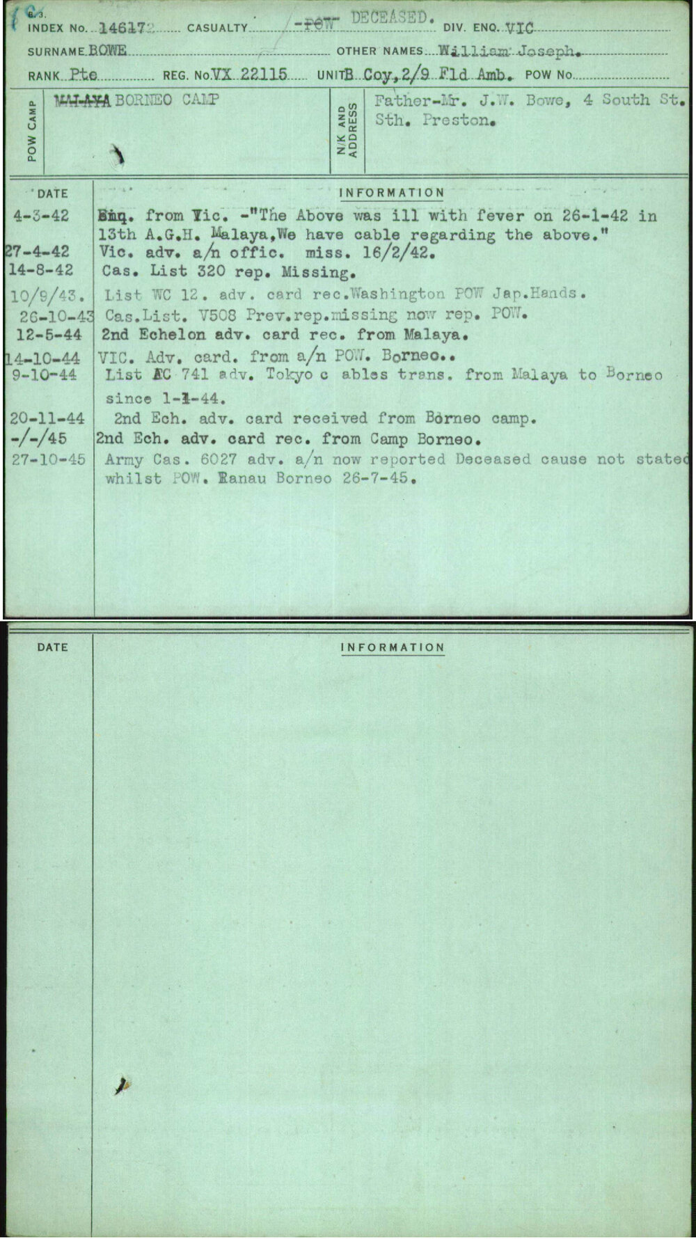 Bowe, William Joseph, VX22115