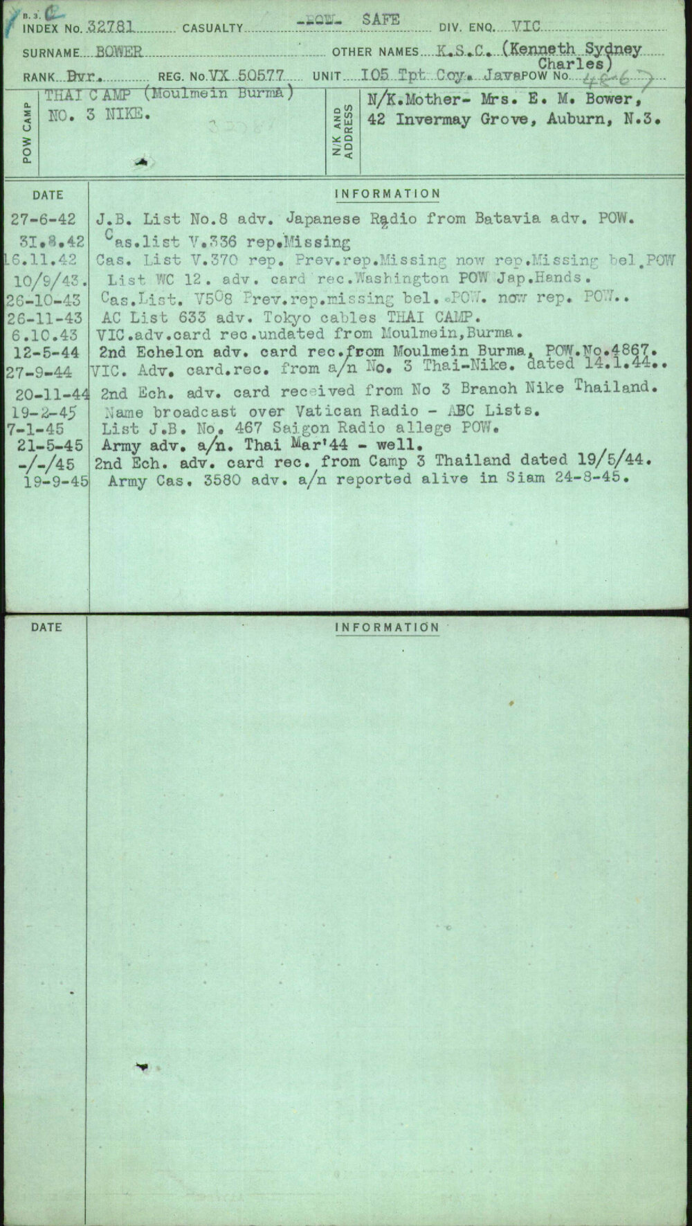 Bower, K S C (Kenneth Sydney Charles), VX50577