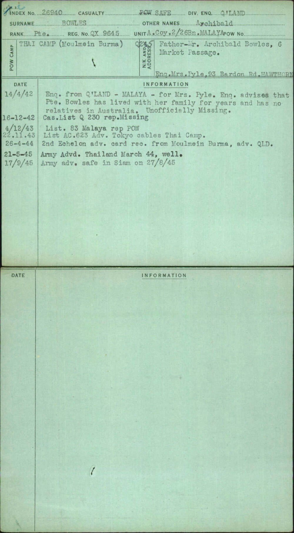 Bowles, Archibald, QX9645