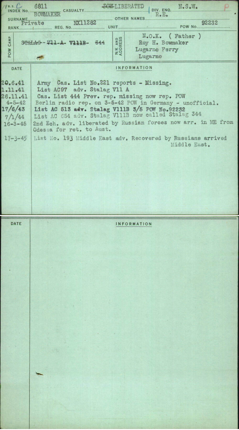 Bowmaker, R E, NX11282