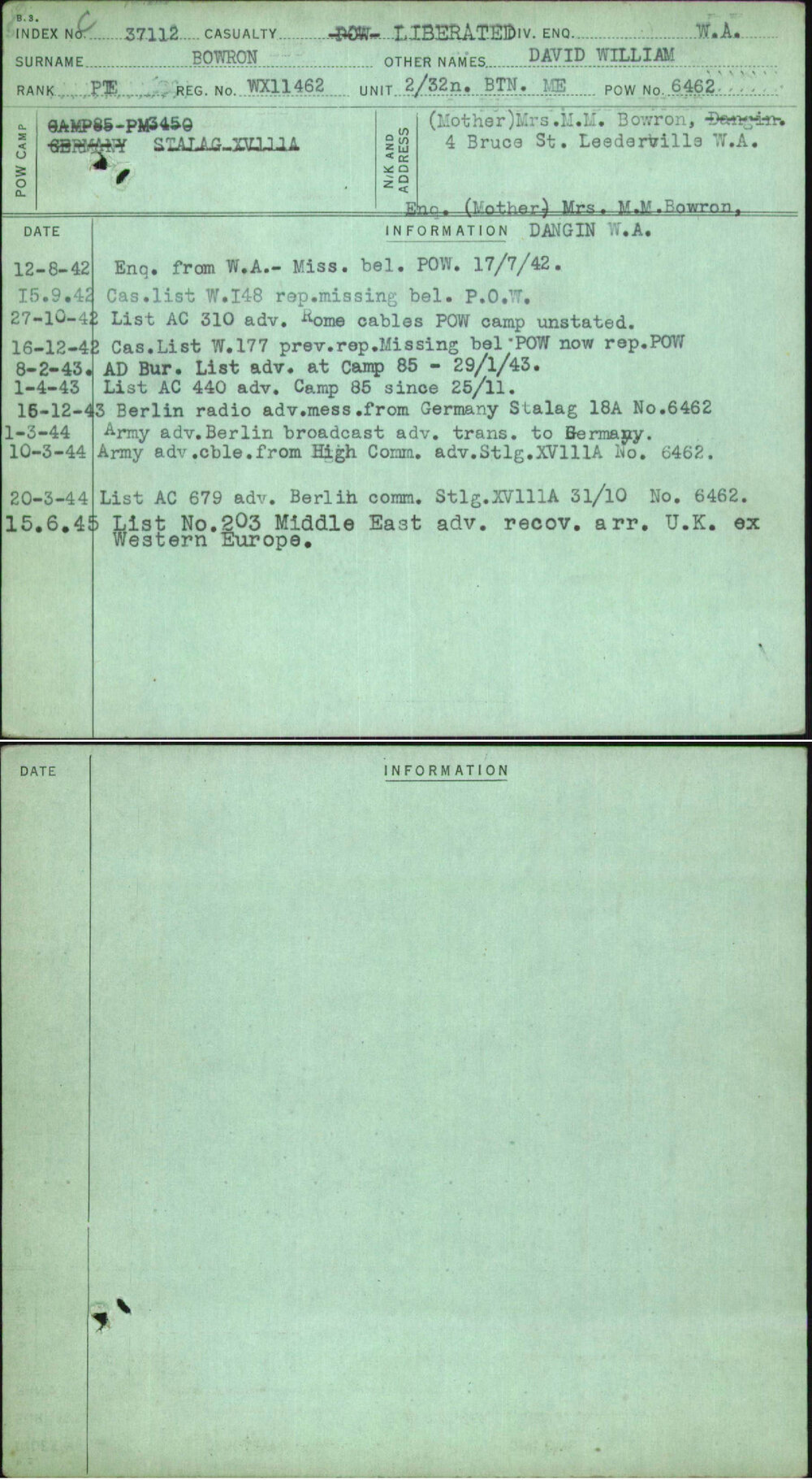 Bowron, David William, WX11462