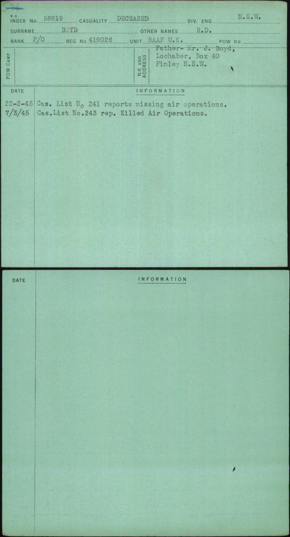 Boyd, R D, 419026