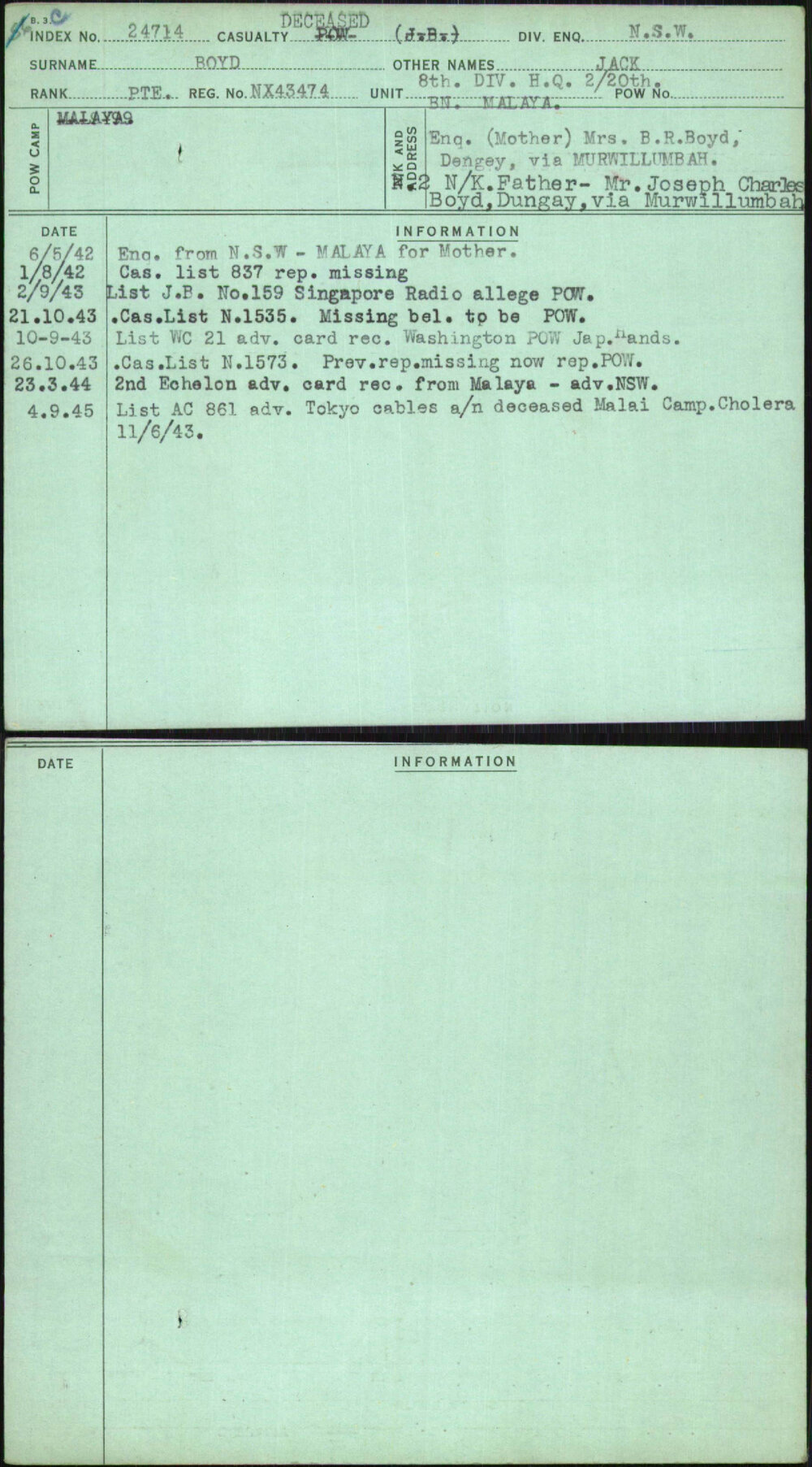 Boyd, Jack, NX43474