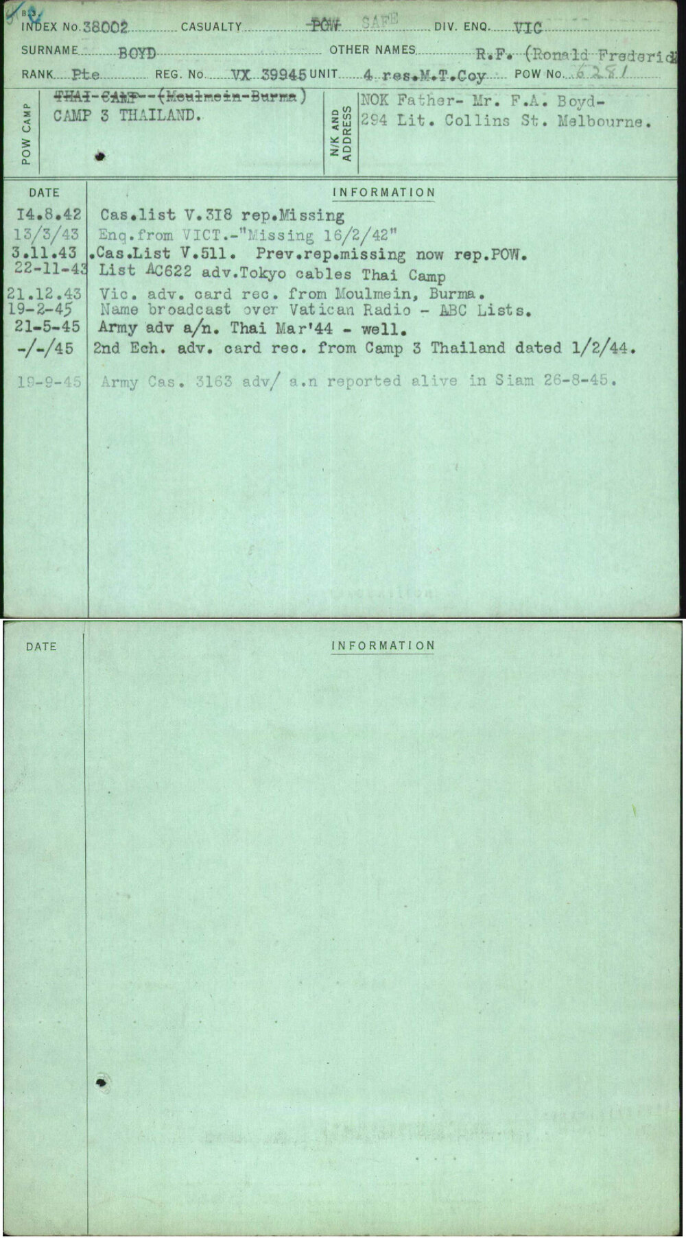 Boyd, R F (Ronald Frederick), VX39945