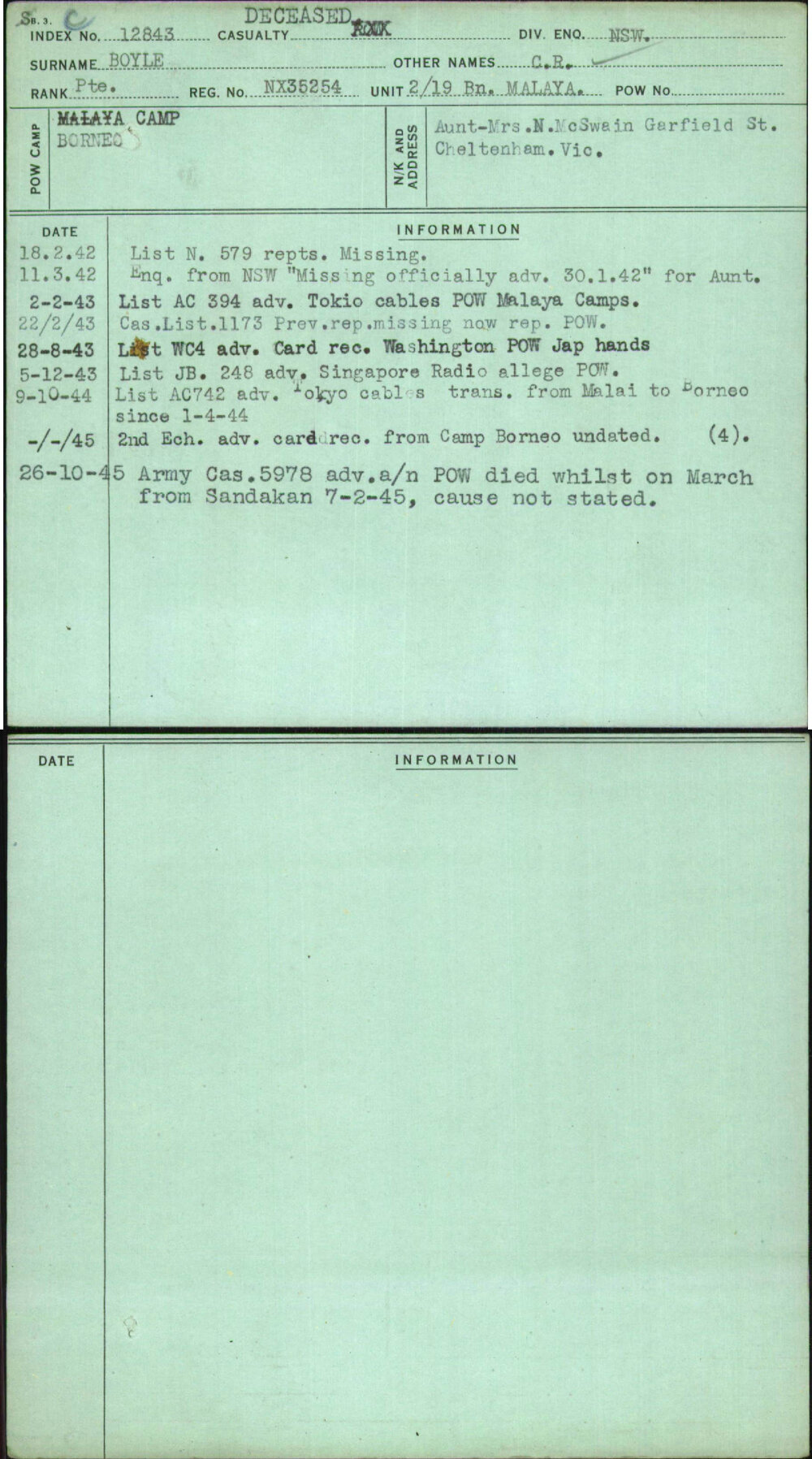 Boyle, C R, NX35254
