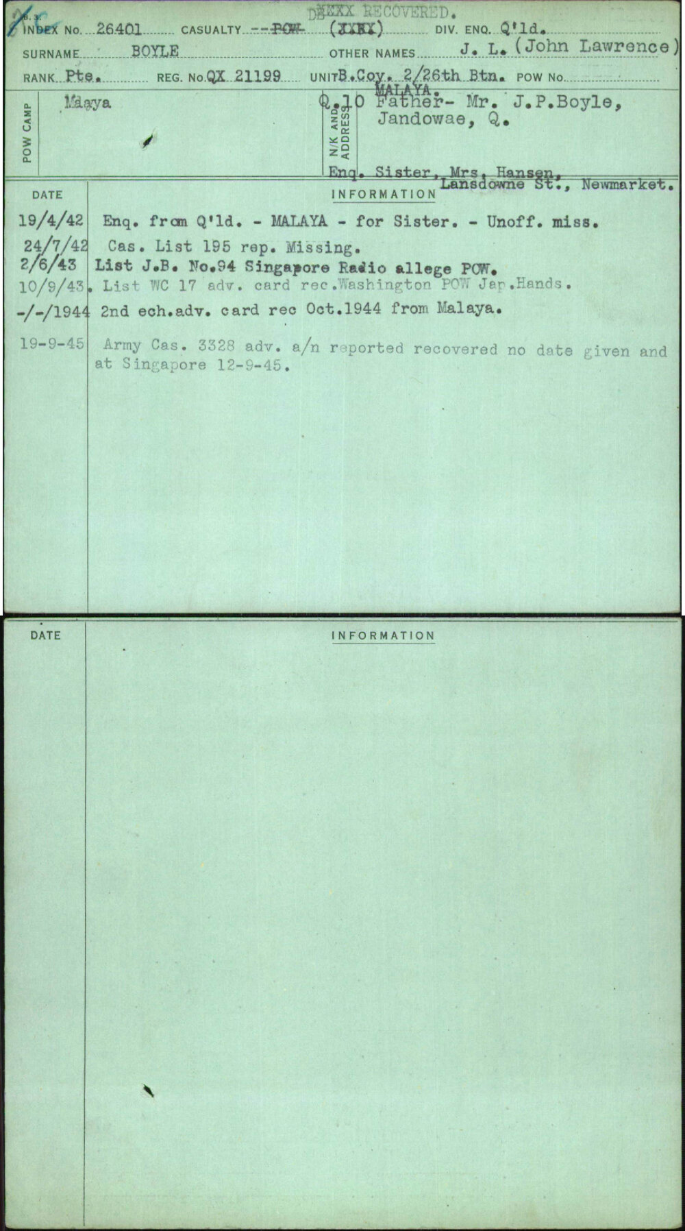 Boyle, J L (John Lawrence), QX21199