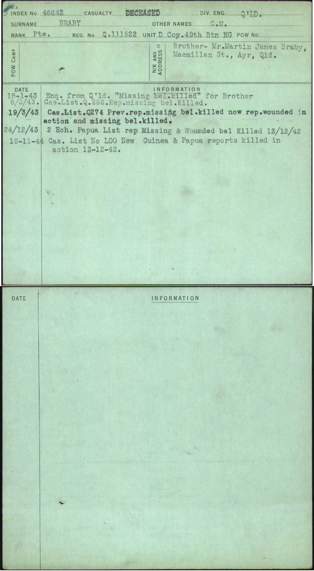 Braby, C M, Q111522