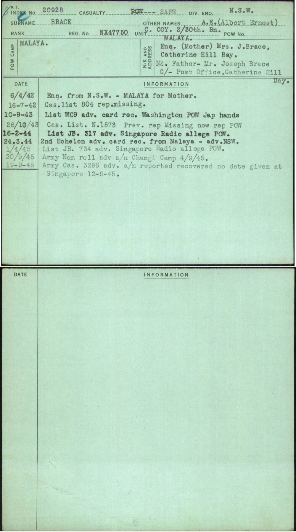 Brace, A E (Albert Ernest), NX47750
