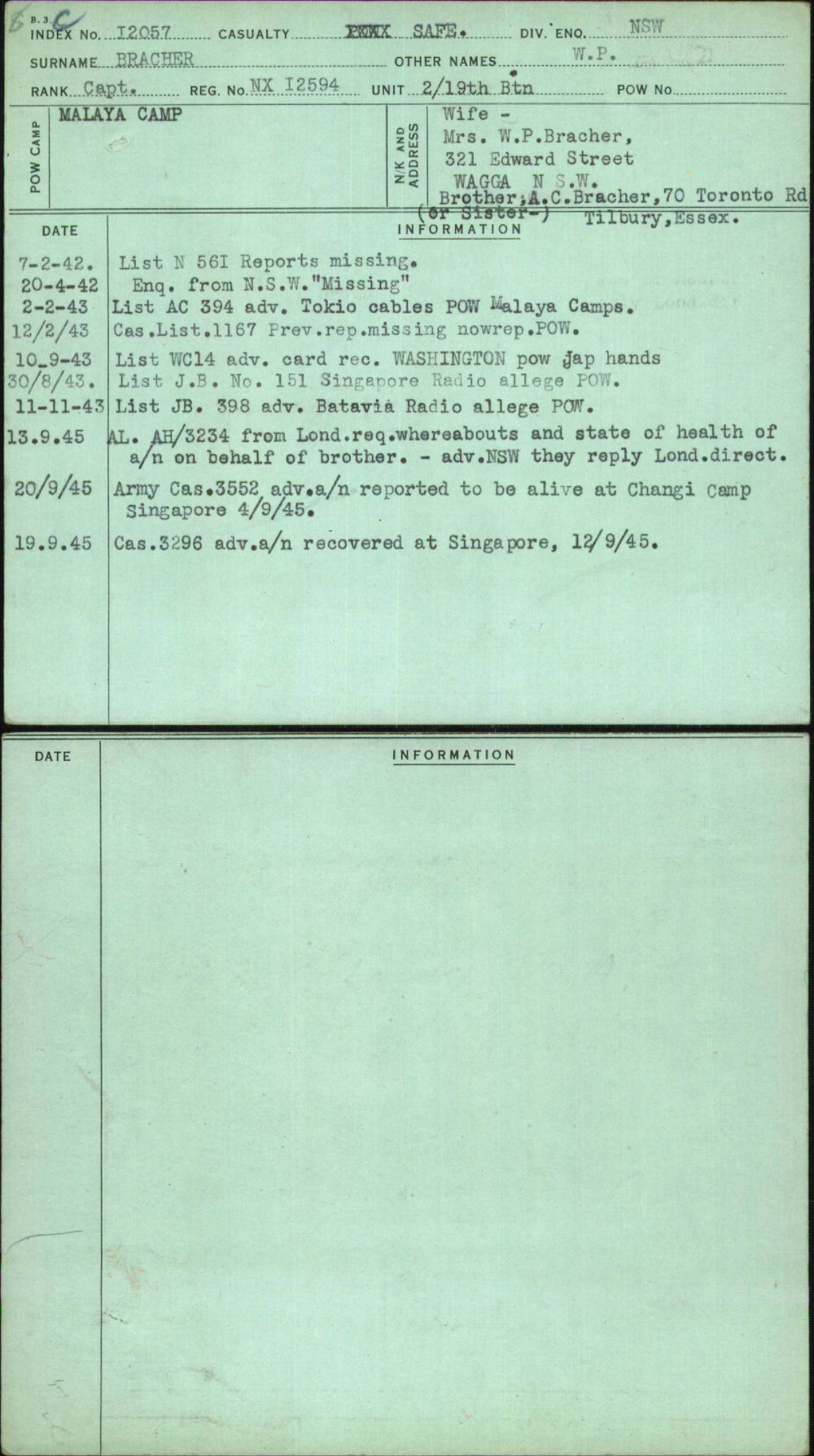 Bracher, W P, NX12594