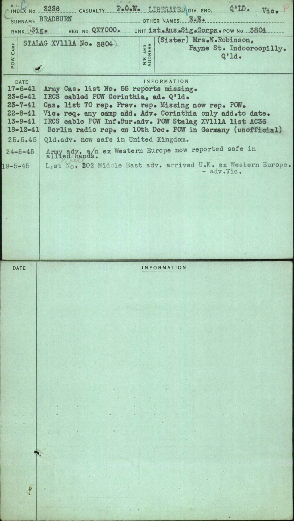 Bradburn, E E, QX7000