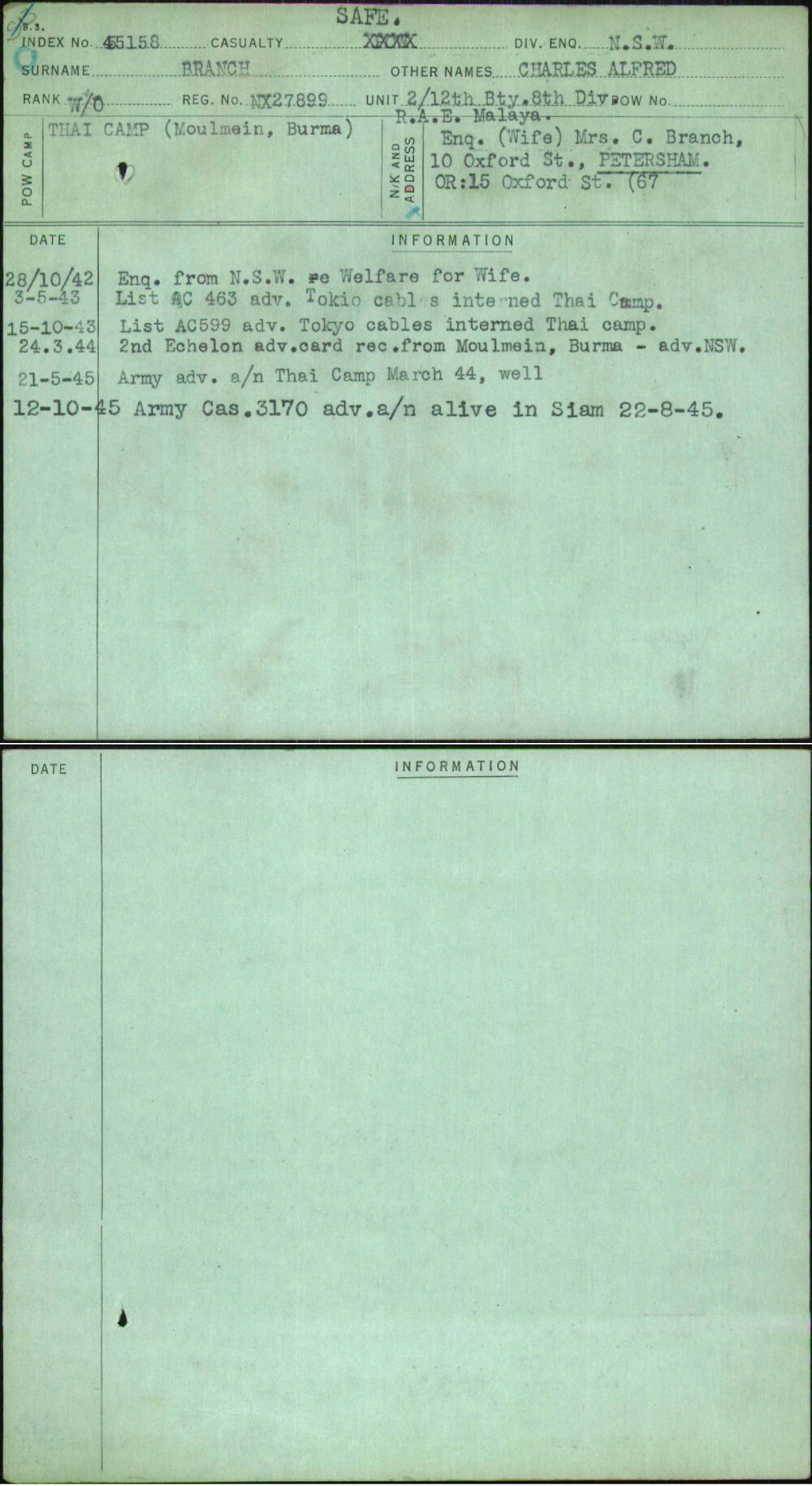 Branch, Charles Alfred, NX27899