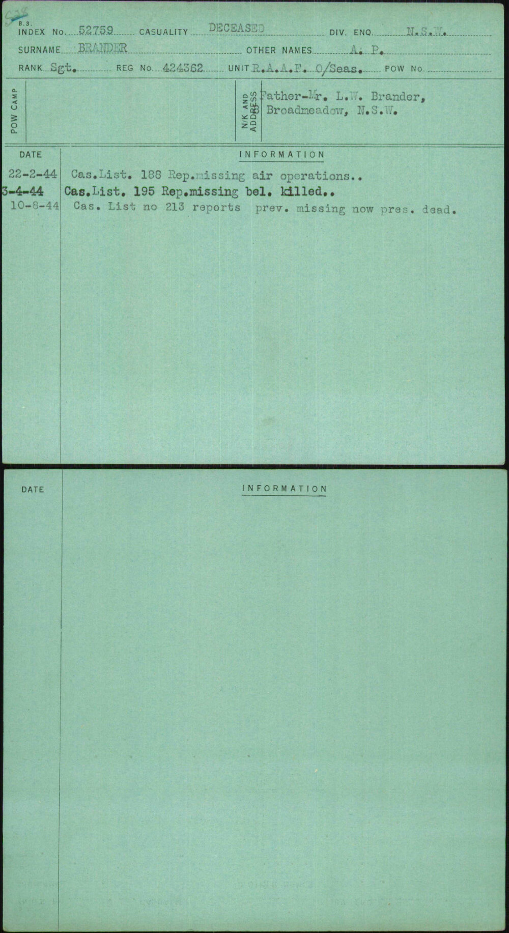 Brander, A P, 424362