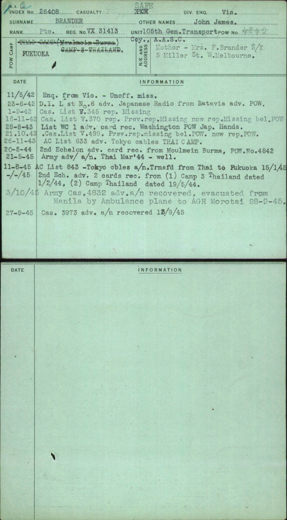 Brander, John James, VX31413