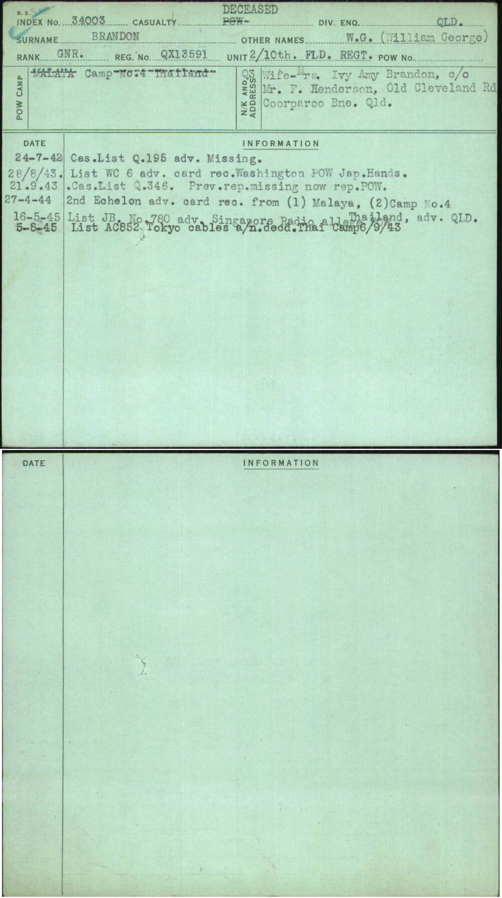 Brandon, W G (William George), QX13591