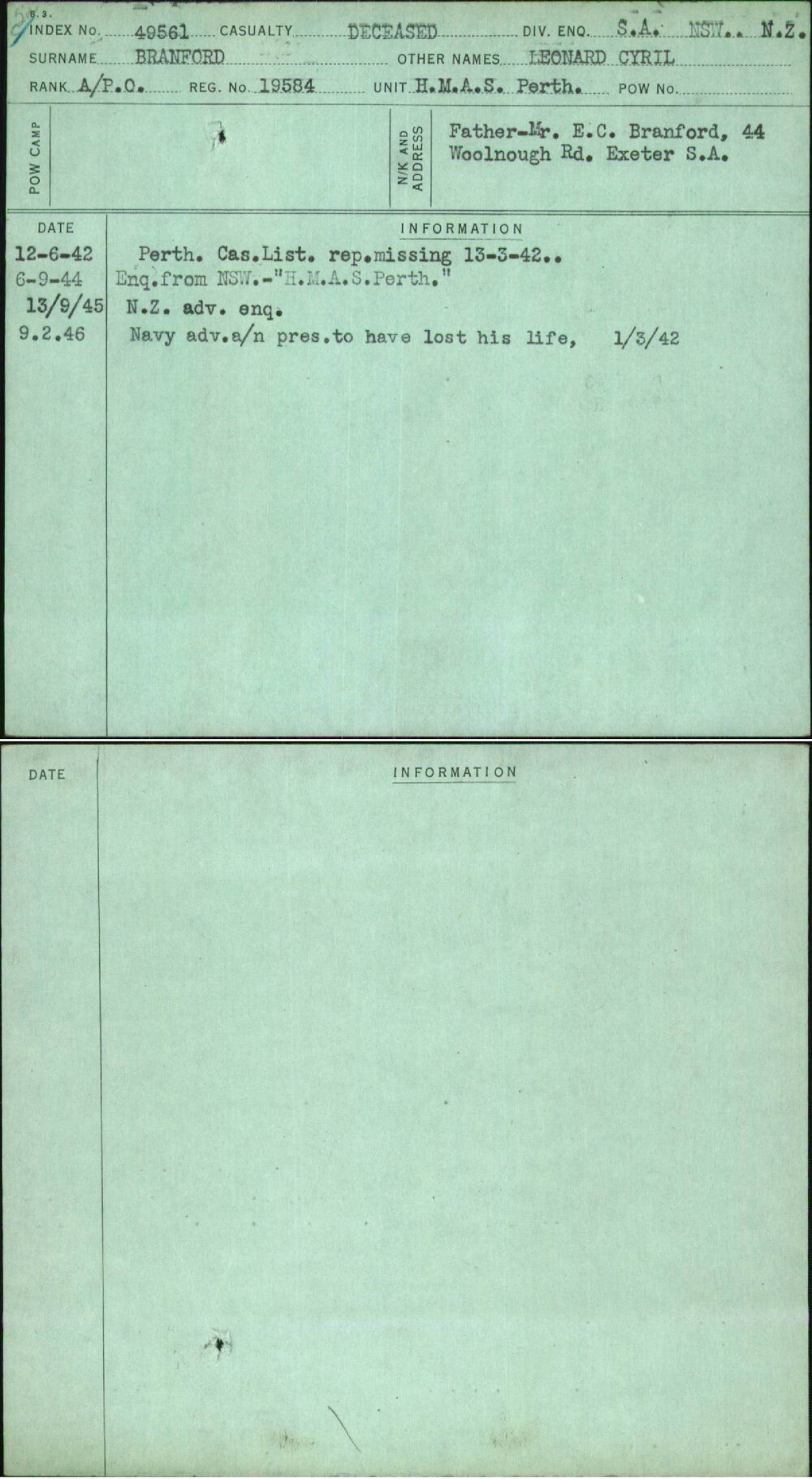 Branford, Leonard Cyril, 19584