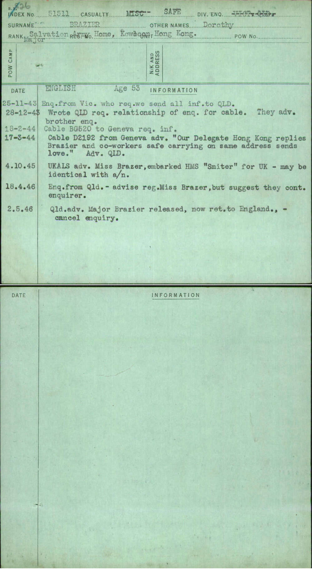 Brazier, Dorothy, [No Service Number]