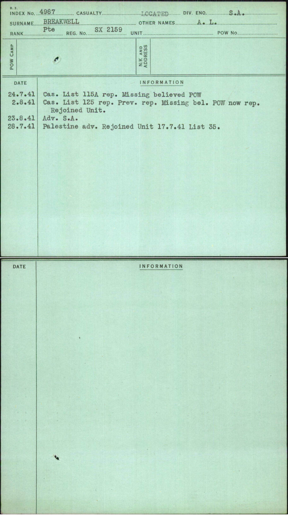 Breakwell, A L, SX2159