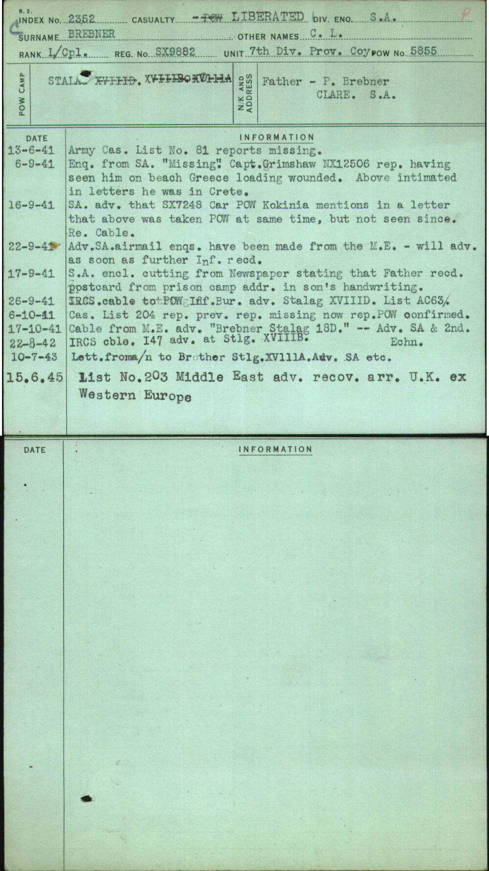 Brebner, C L, SX9882