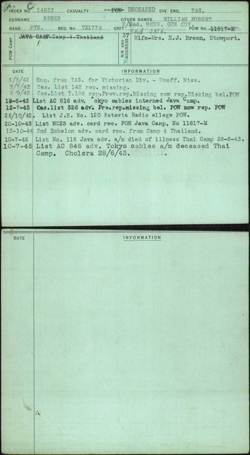 Breen, William Robert, TX1774