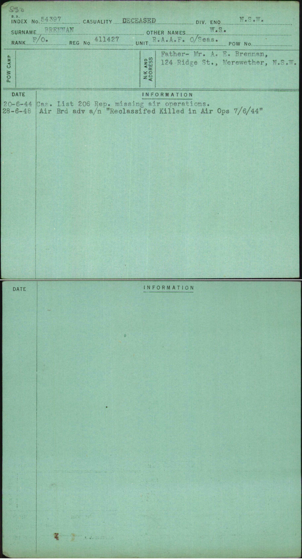 Brennan, W S, 411427