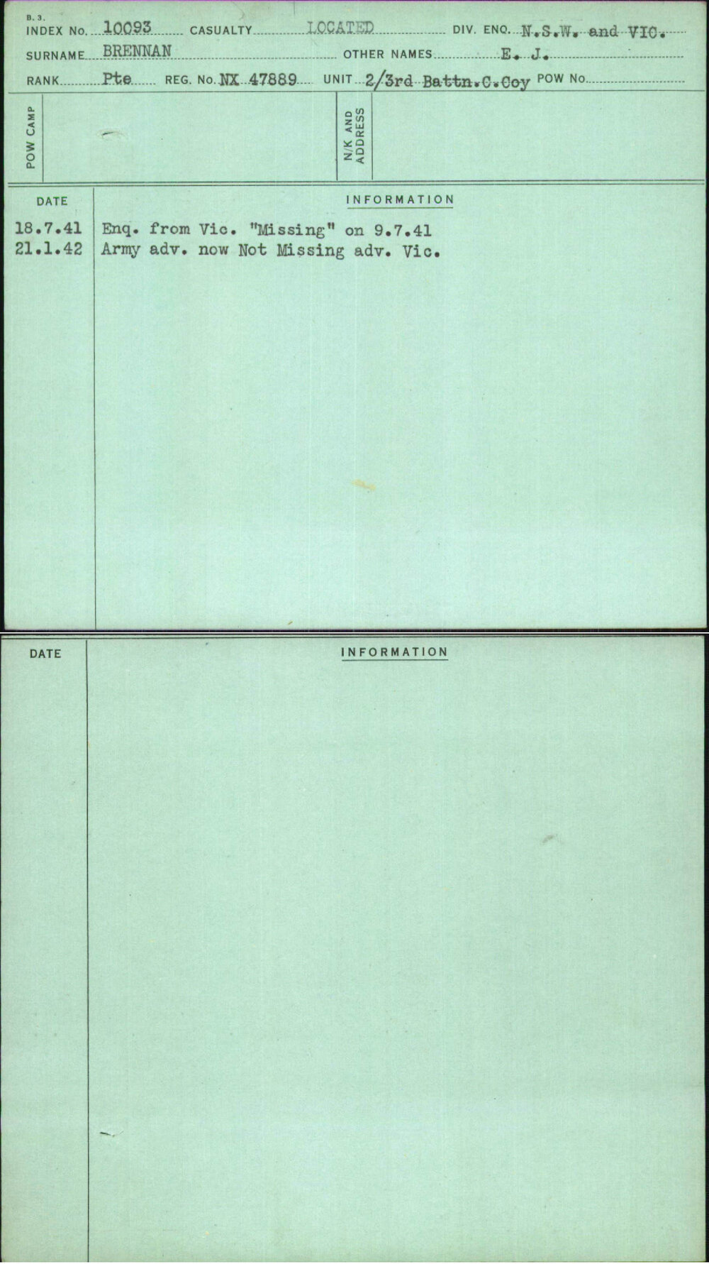 Brennan, E J, NX47889