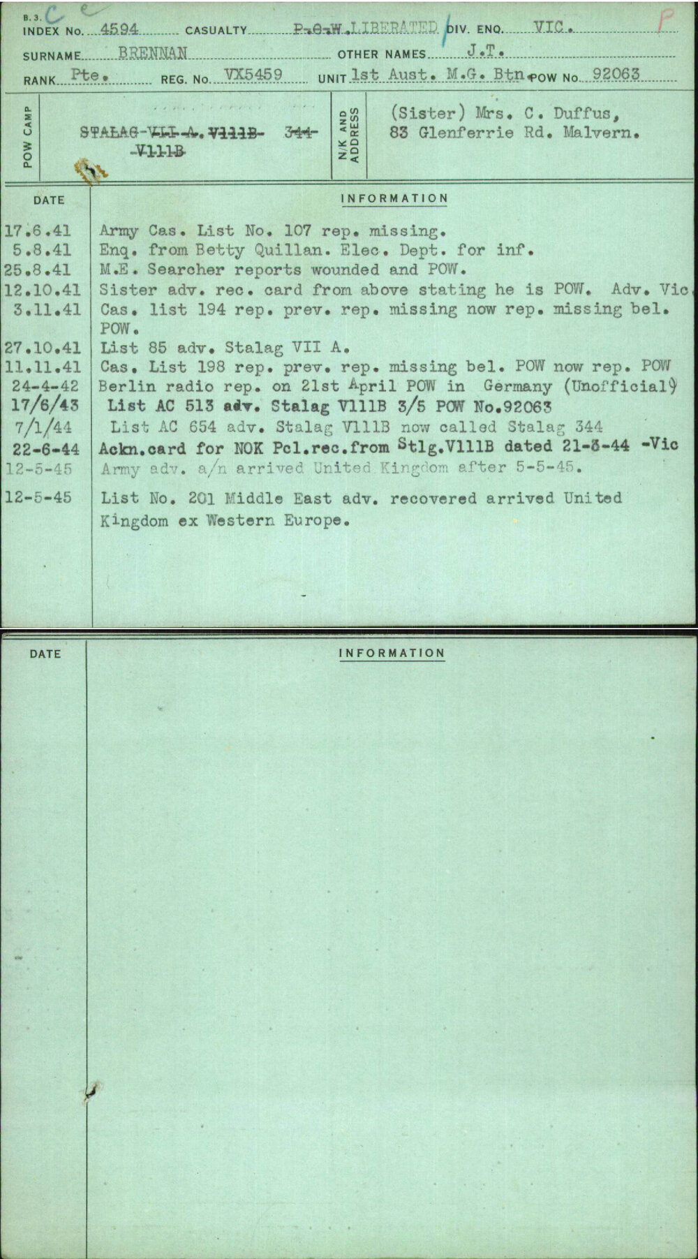 Brennan, J T, VX5459