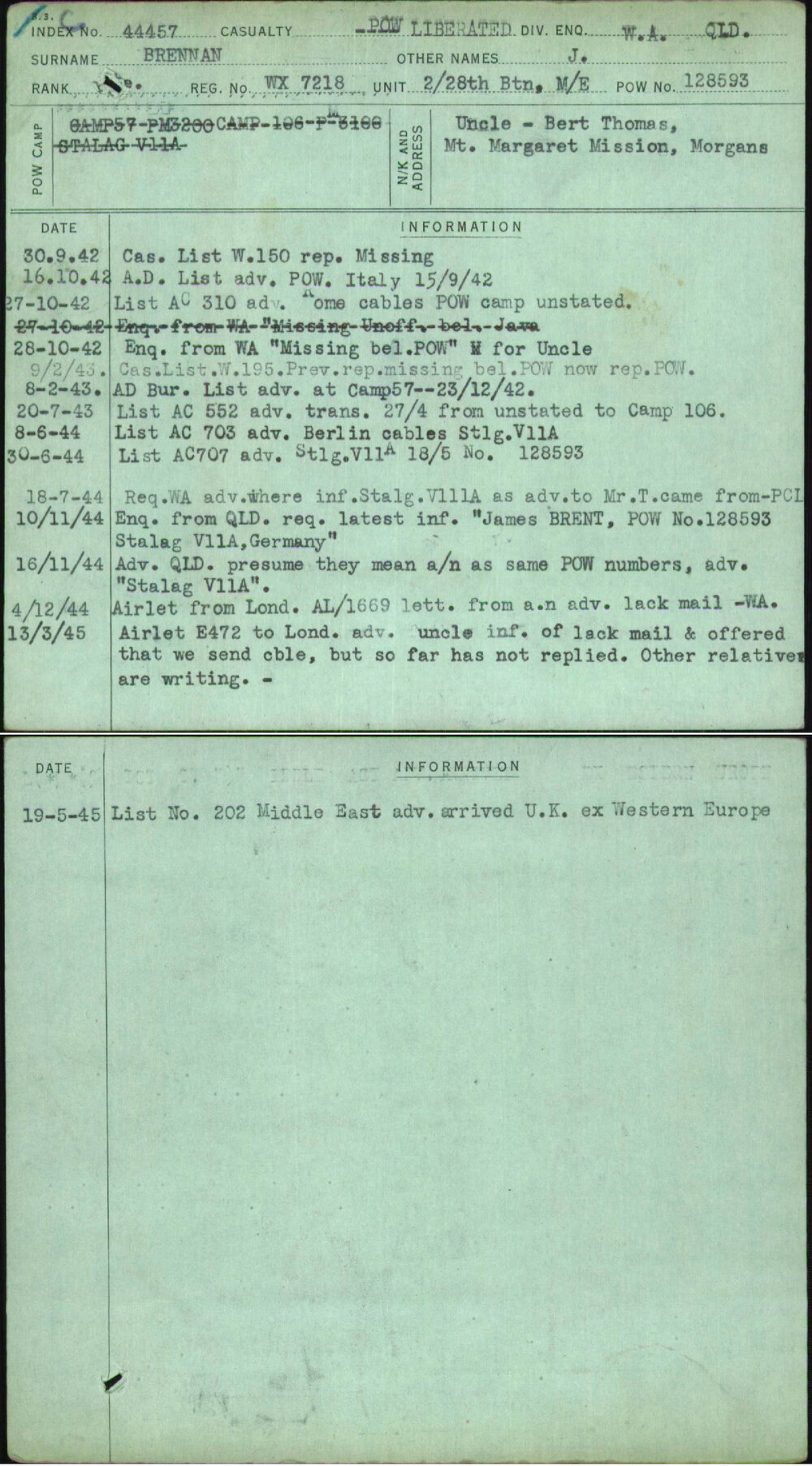Brennan, J, WX7218