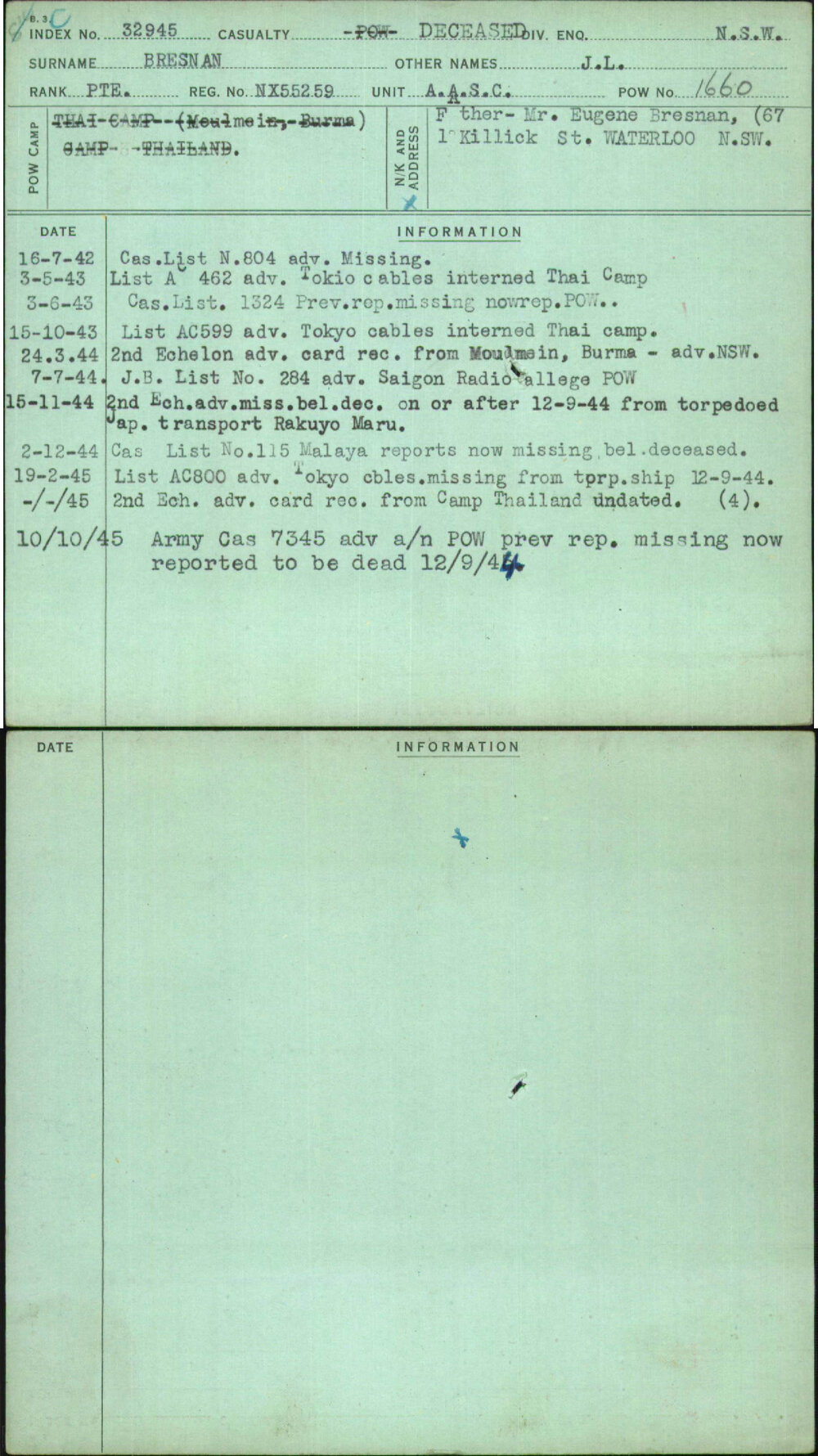 Bresnan, J L, NX55259